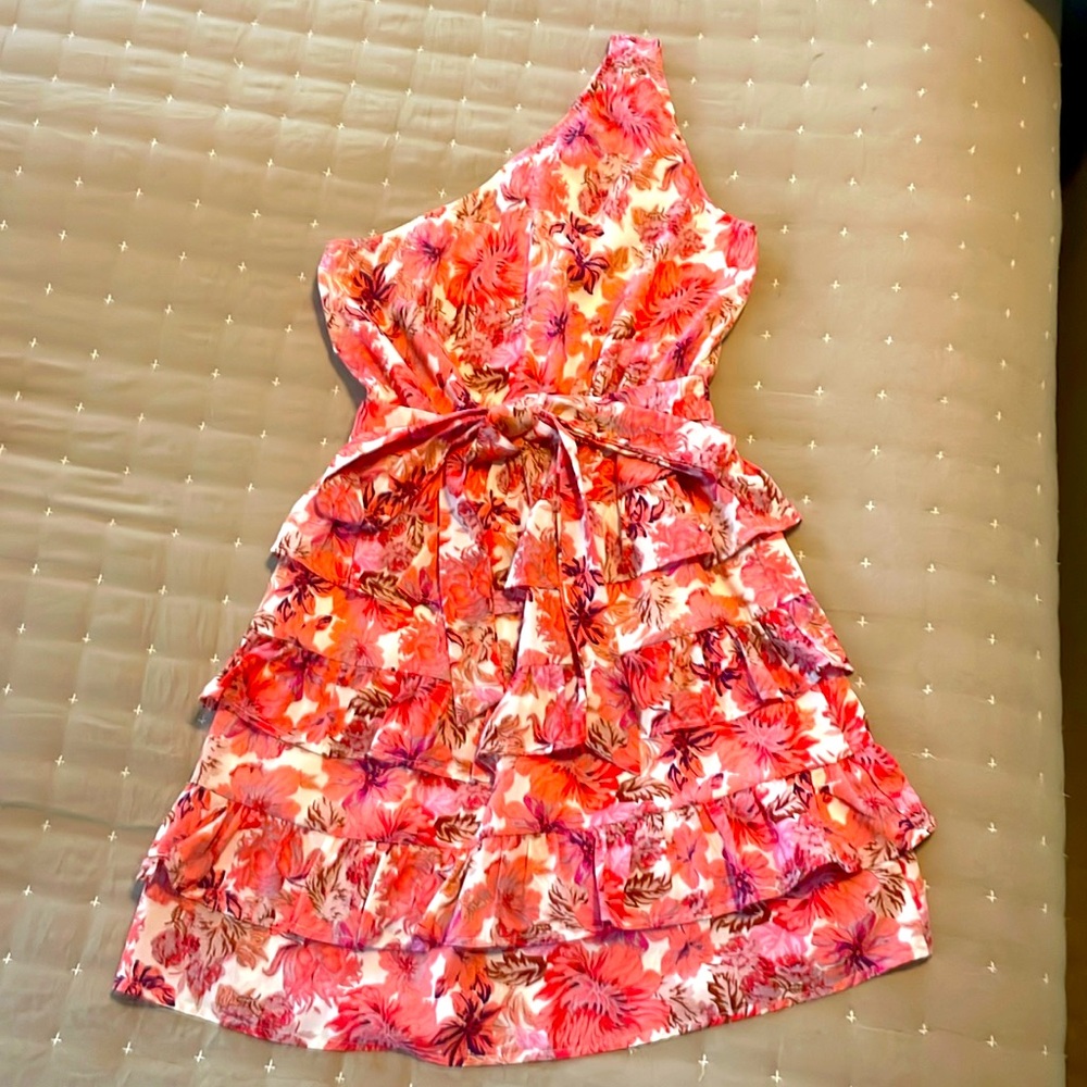 One shoulder flower dress